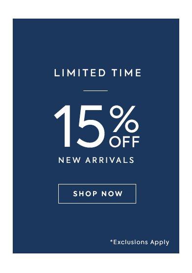 15% Off New Arrivals.