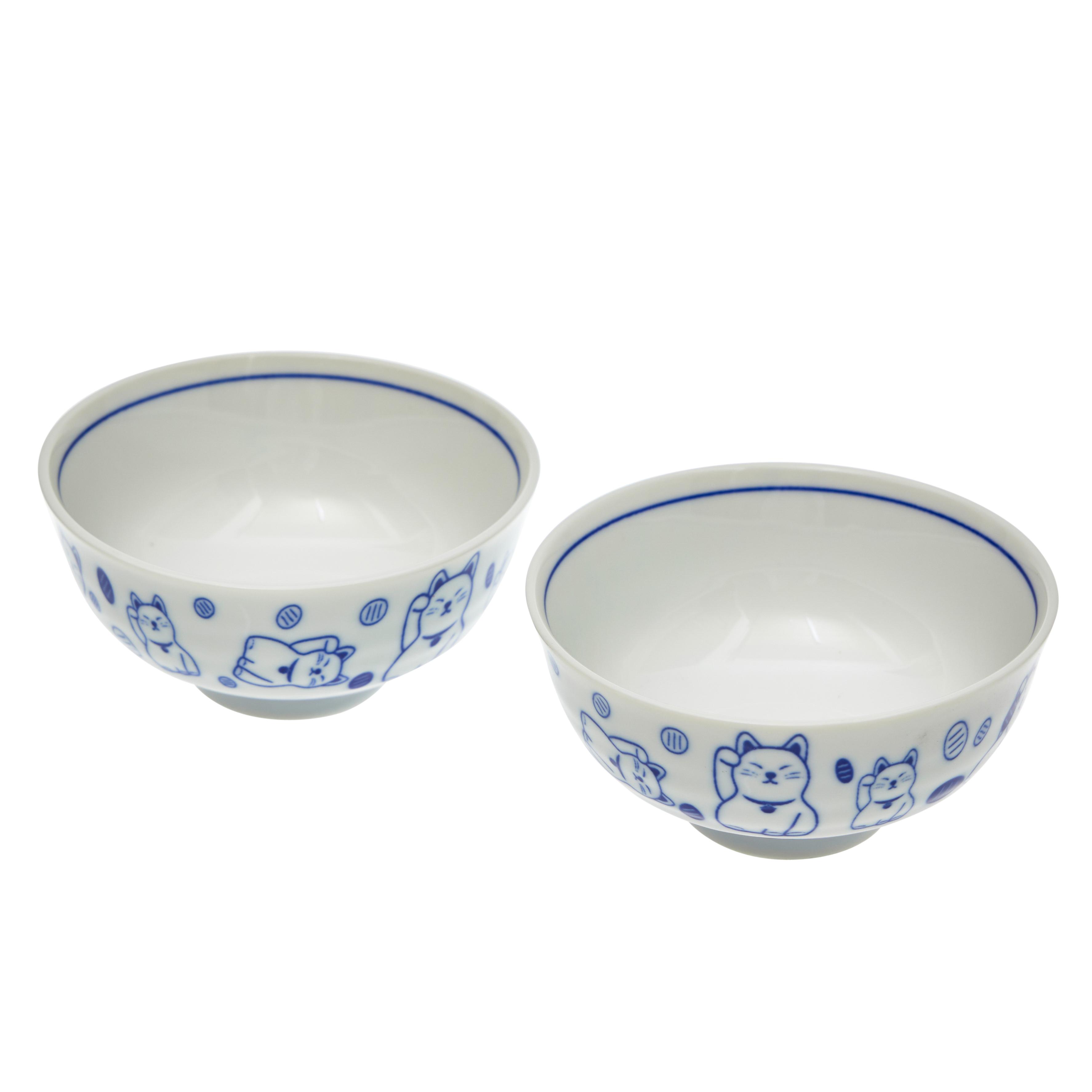 Japanese Ramen Bowl Set Of 2 – Ceramic Pho Noodle Bowls With Chopsticks & Spoons (Blue Porcelain)