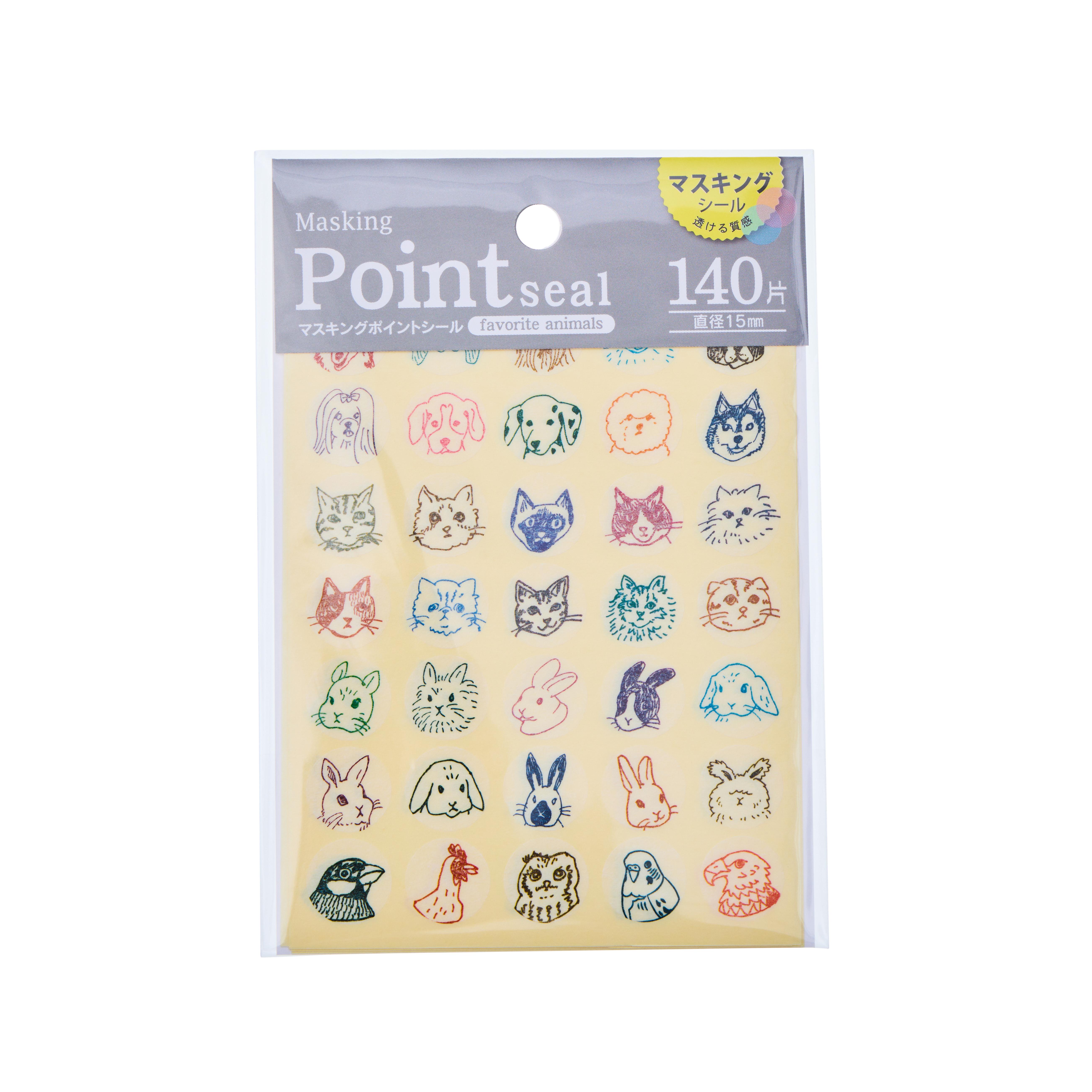 Japan Centre Coin Store Masking Point Seal Animal Stickers - 10g, 140 pieces