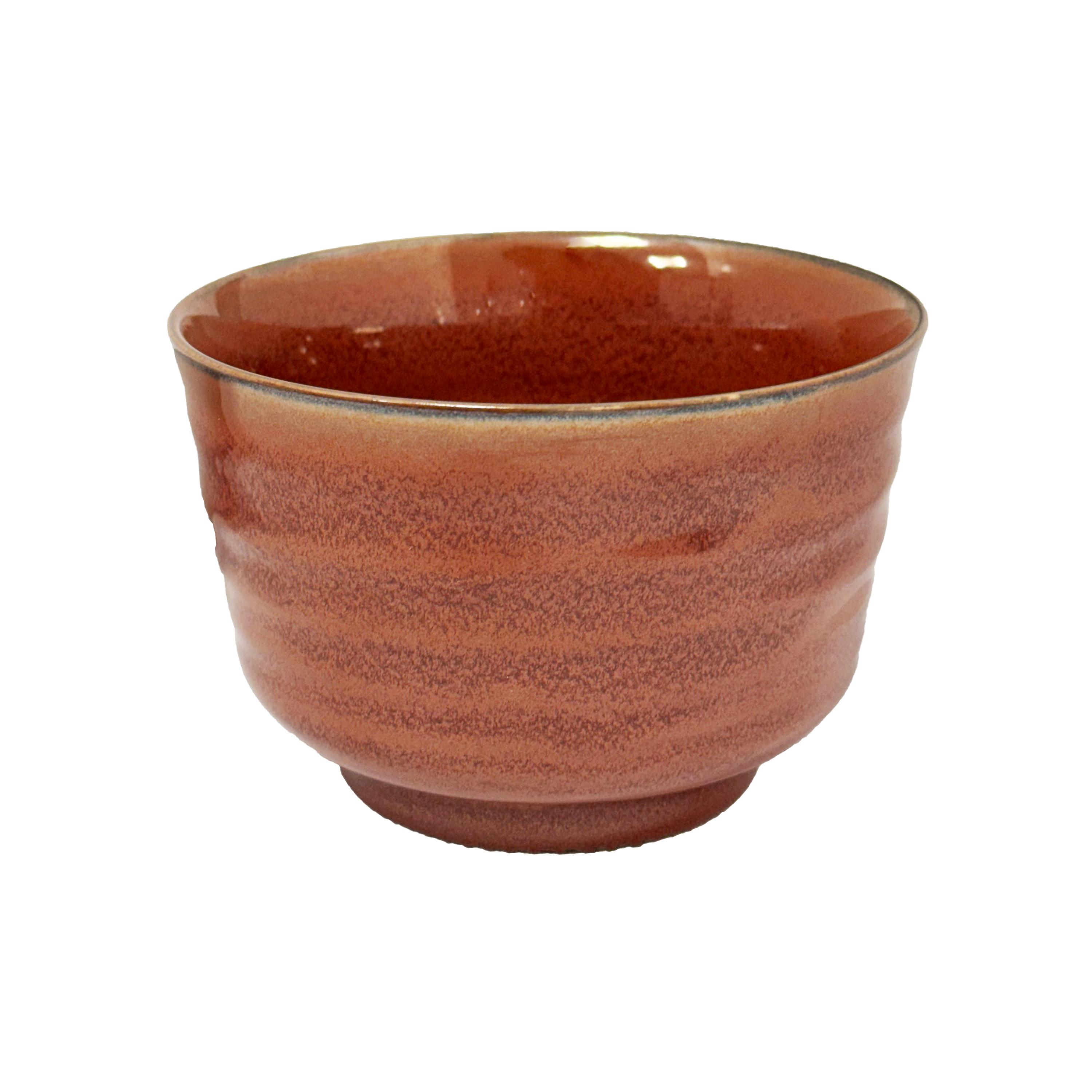 Yamata Seiho Ceramic Kama Tsuduri Rice Bowl, Rust Red - 350g