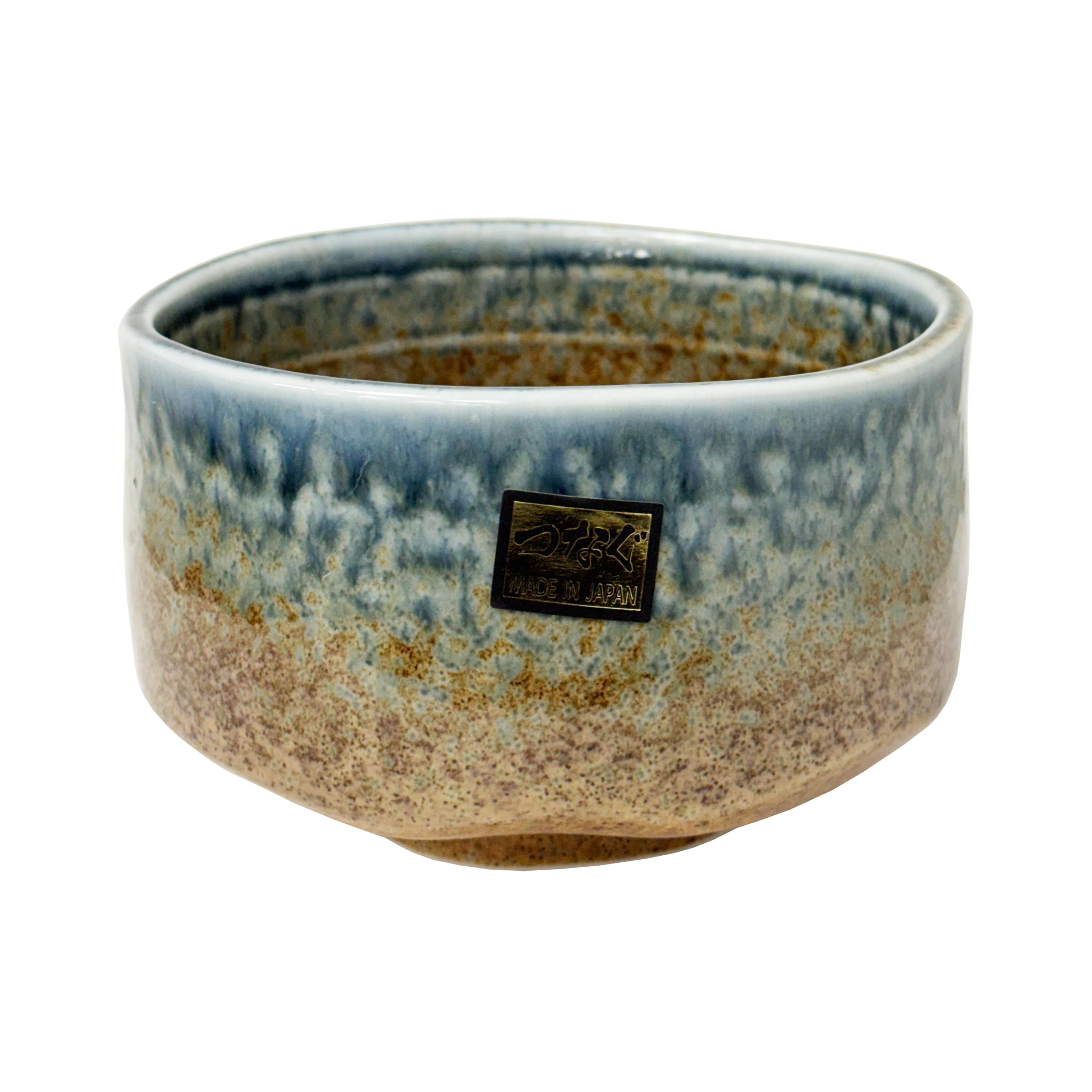 Yamata Seiho Ceramic Matcha Bowl, Blue Flow Sand Pattern - 400g