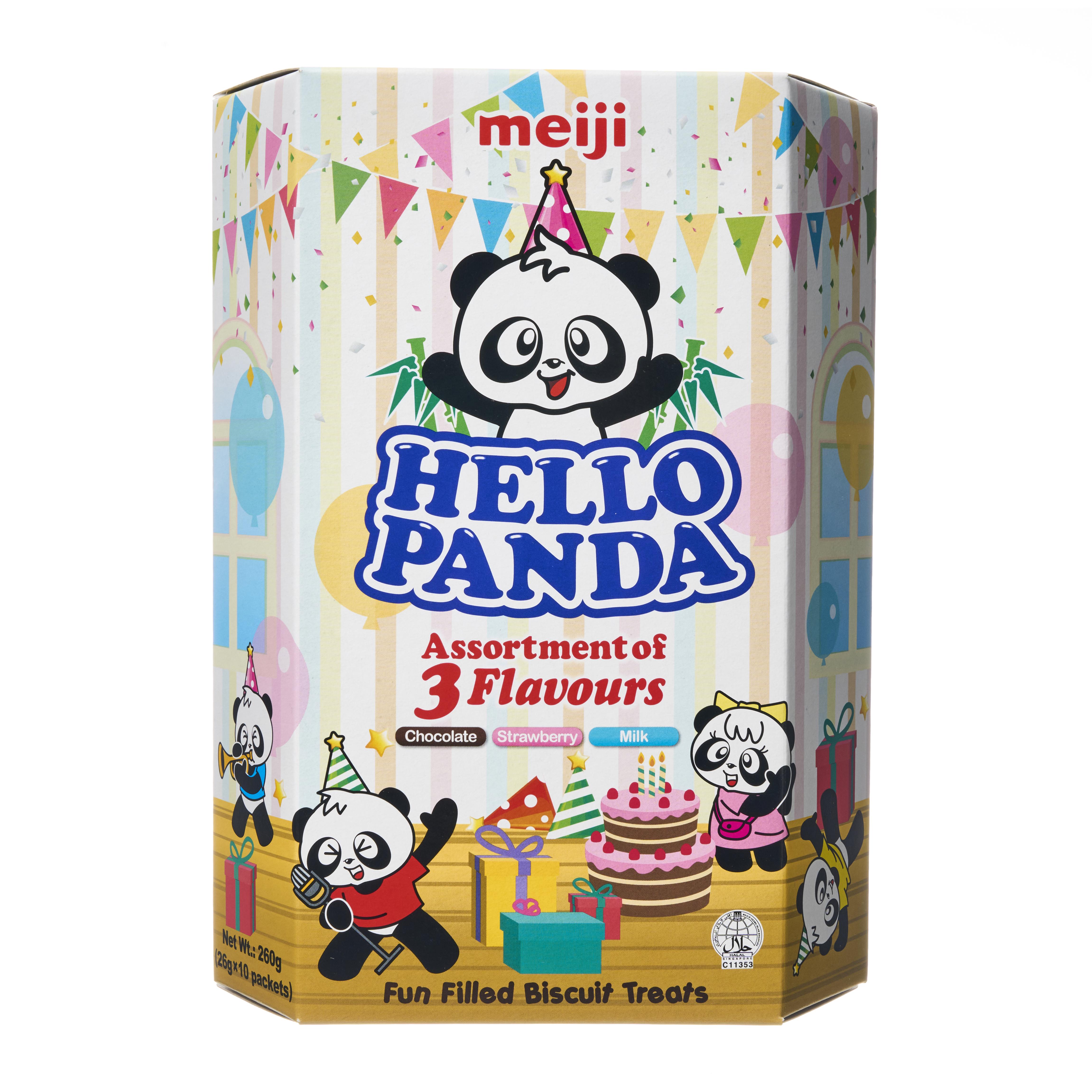 Meiji Hello Panda Three Flavour Biscuits Share Pack - 260 g, 10