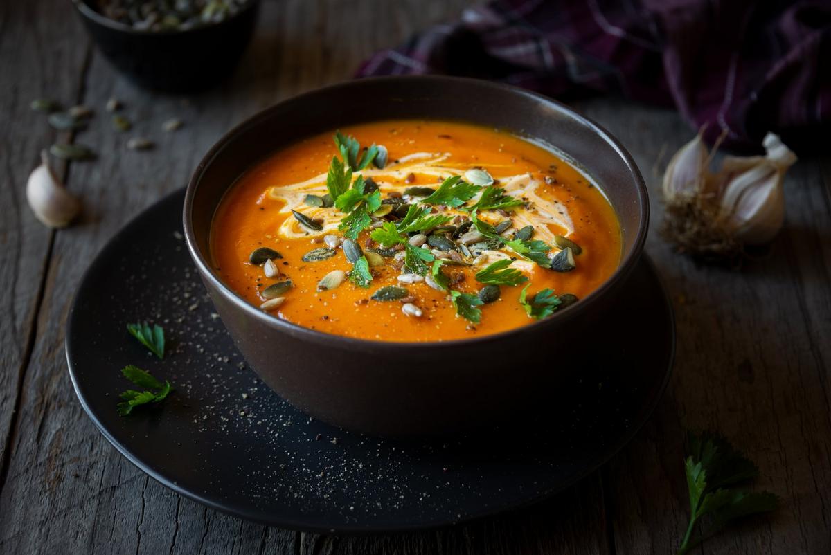 Butternut squash miso soup with seasoned butter