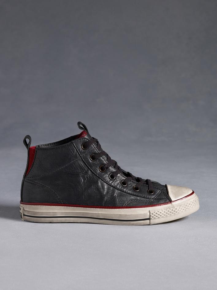 ALL STAR MID LEATHER LACE UP WITH RED TRIM image number 2