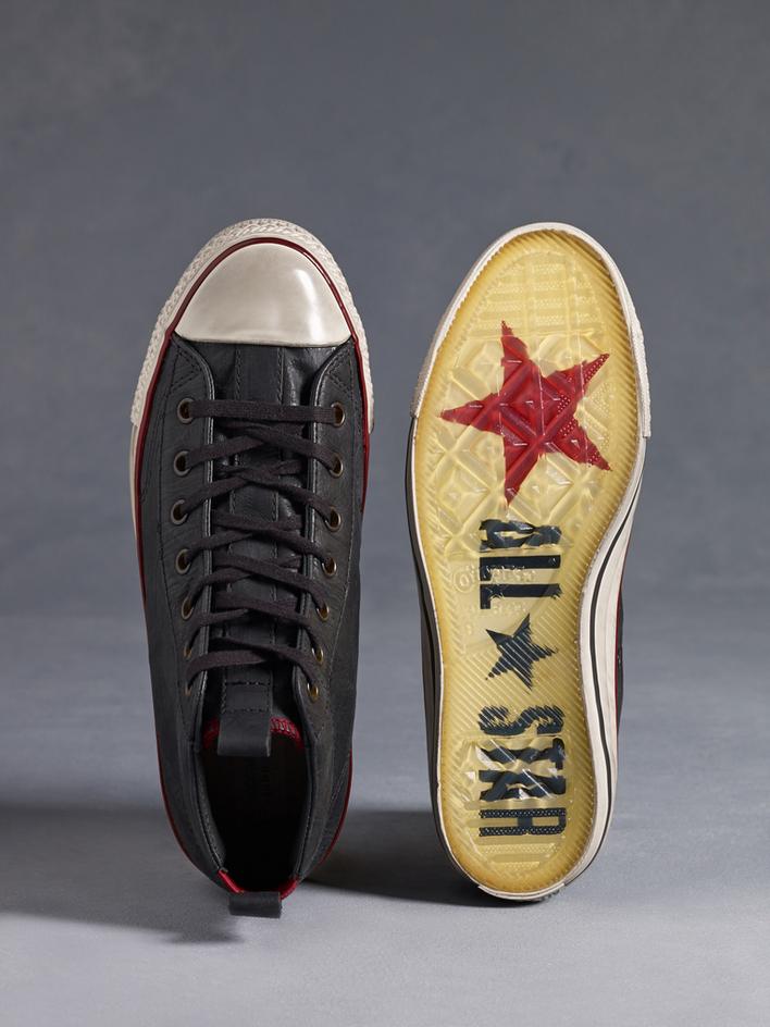 ALL STAR MID LEATHER LACE UP WITH RED TRIM image number 3