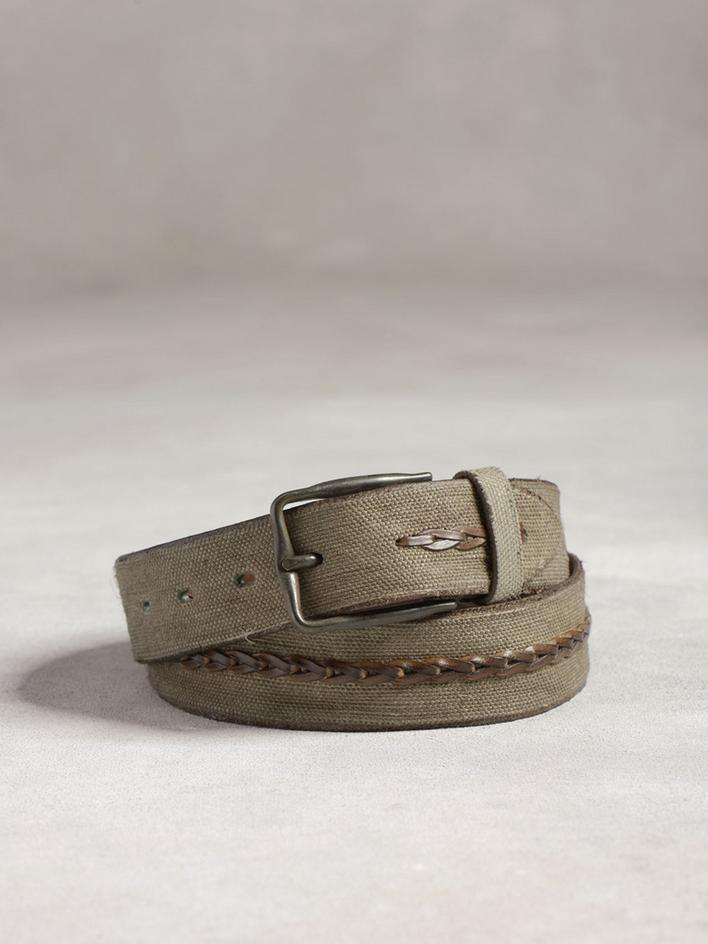 CANVAS & LEATHER BELT W/LACE DETAIL image number 1