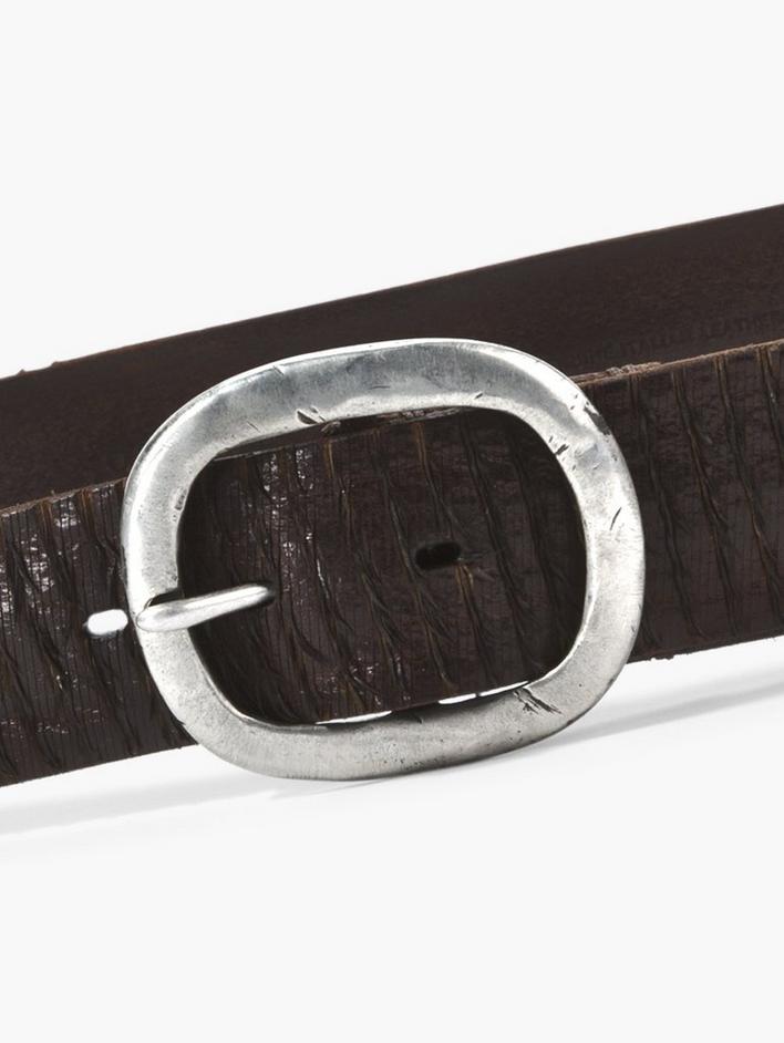 Leather Belt With Hammered Oval image number 2