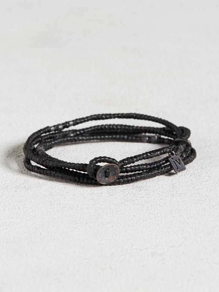Waxed Knotted Cord Skull Wrap Bracelet image number 2