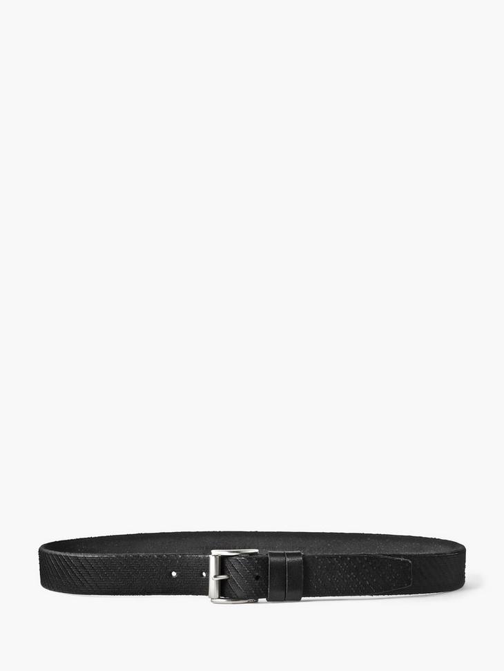 Double Loop Textured Leather Belt image number 1