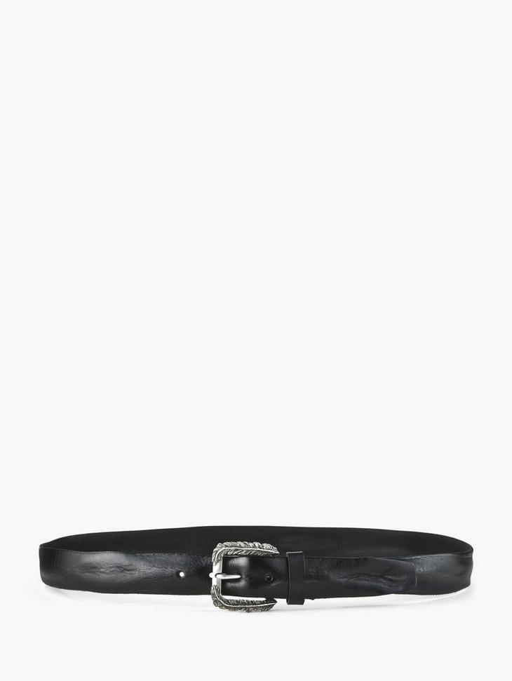 Feather Buckle Leather Belt image number 1