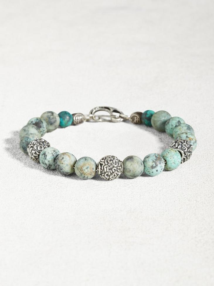 Turquoise Bracelet with Sterling Silver Beads image number 1