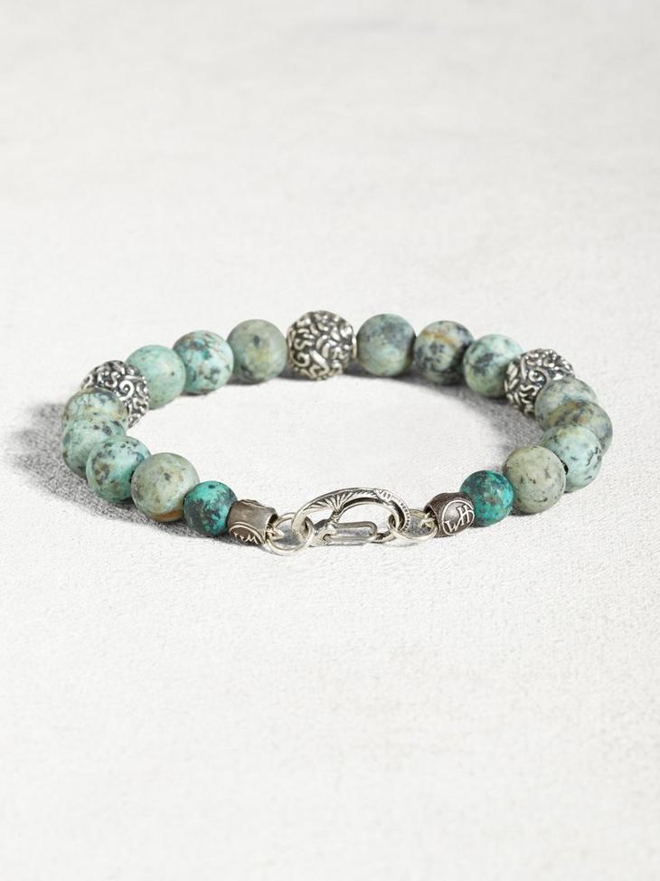 Turquoise Bracelet with Sterling Silver Beads image number 2