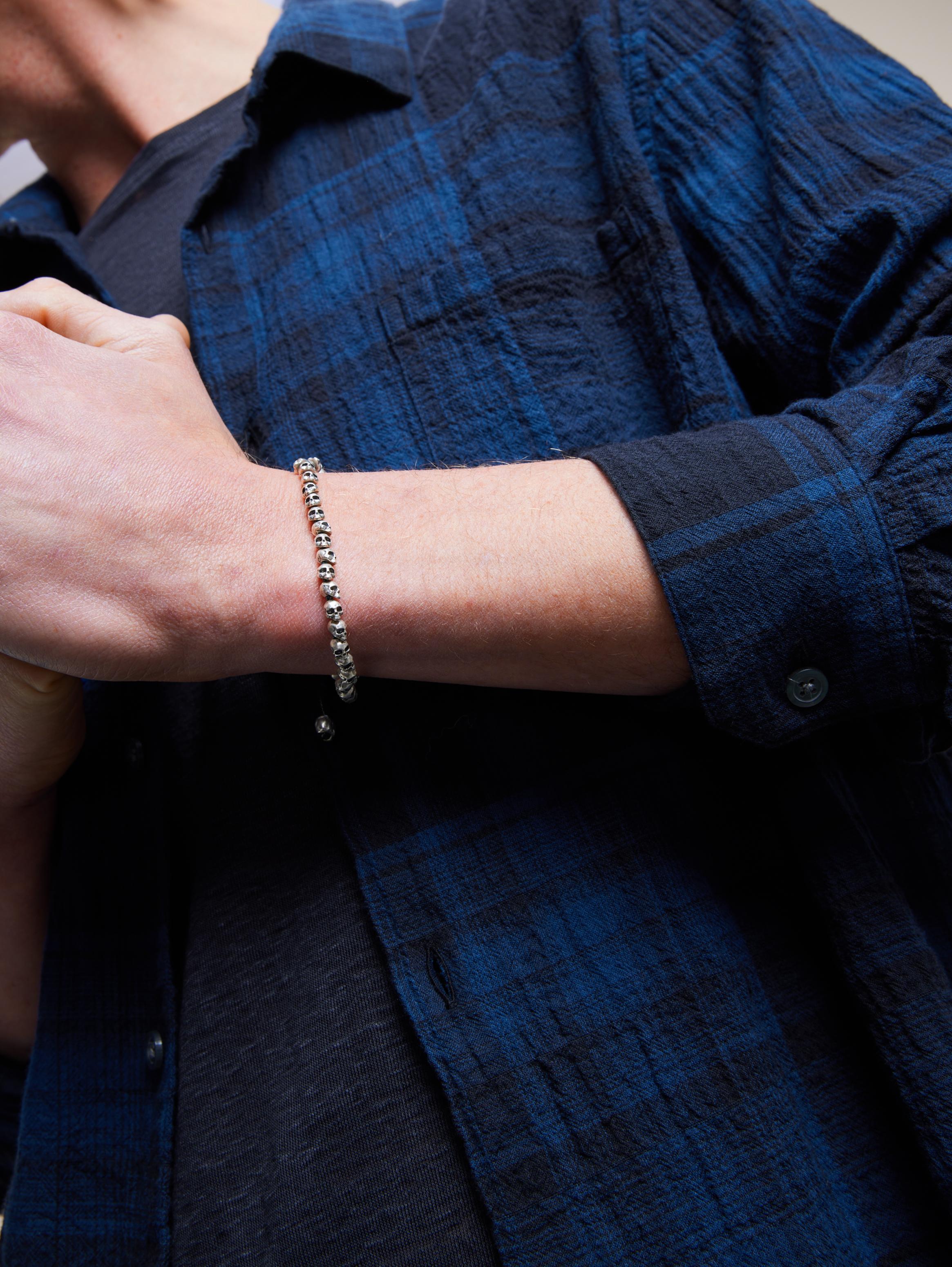 BEADED SILVER SKULL BRACELET image number 1