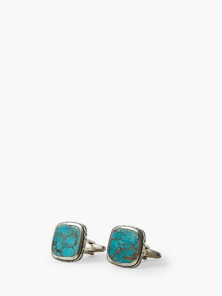 Silver Square Turquoise Cufflinks image number 1