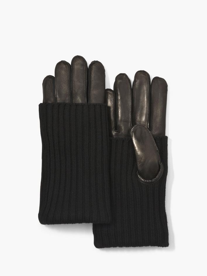 NAPPA LEATHER KNIT GLOVE image number 1