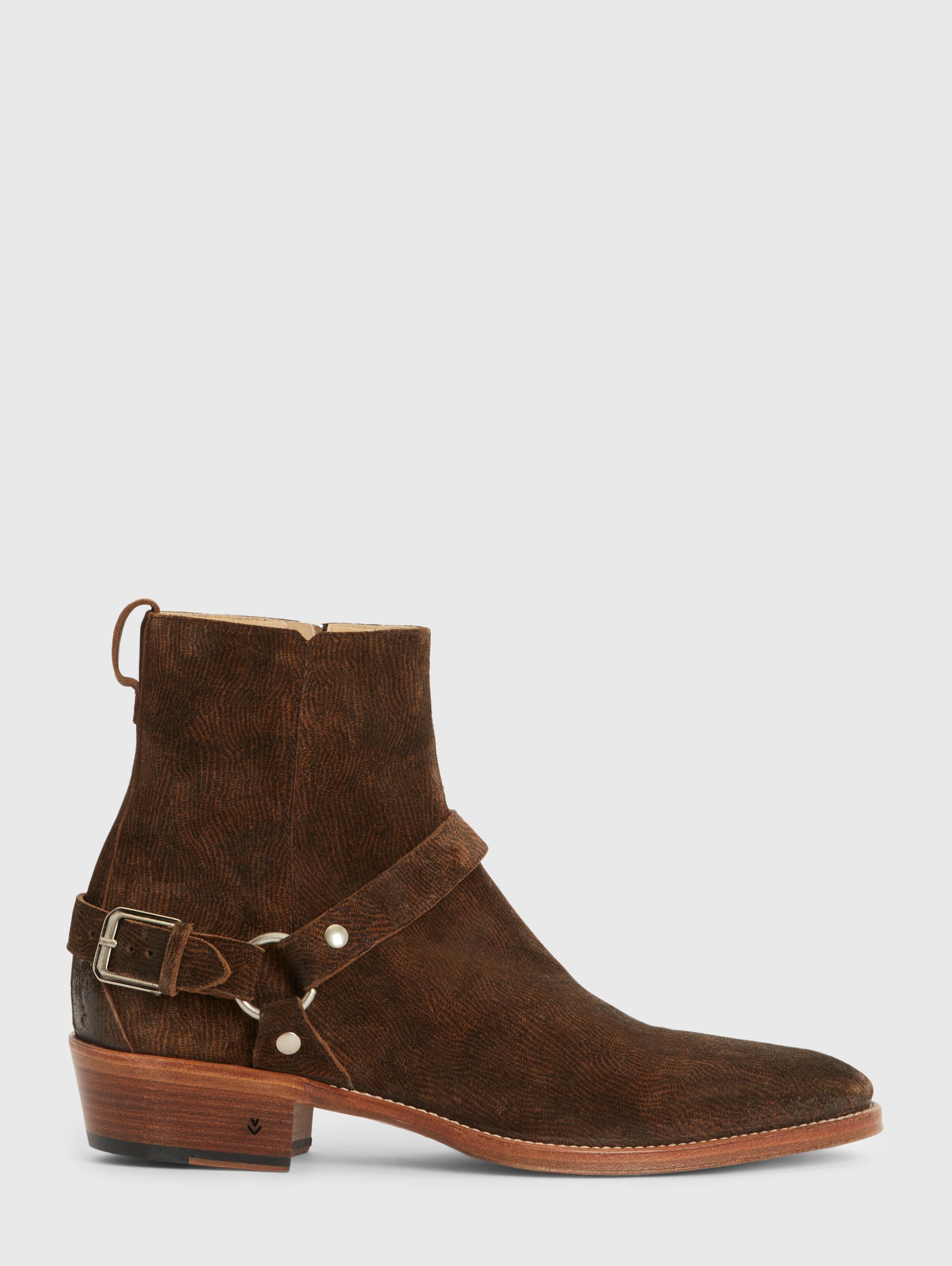 mens suede harness boots