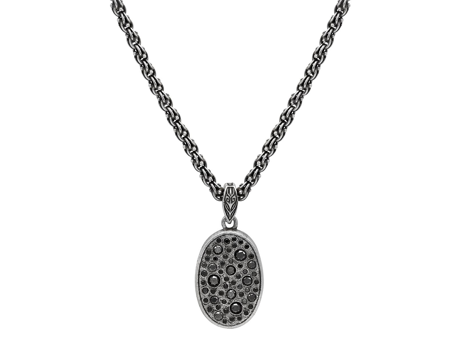 Stardust Sterling Silver Pendant Necklace, with Black Diamond image number 1