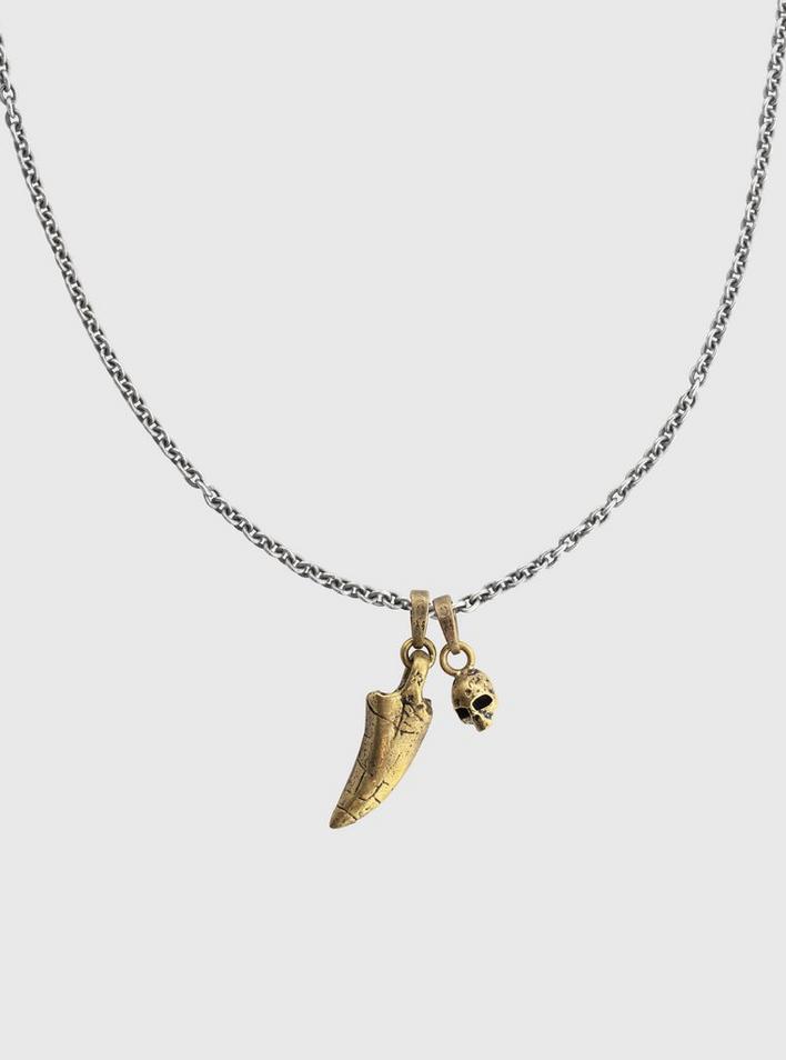 T-REX TOOTH AND SKULL PENDANT NECKLACE