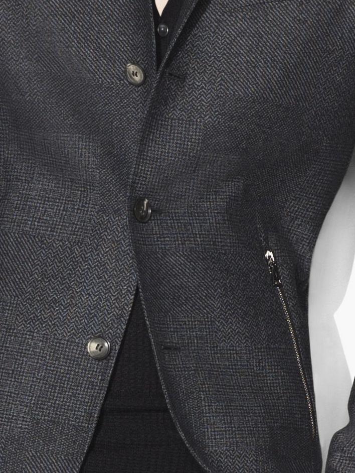 Tonal Plaid Zip Detail Jacket image number 3