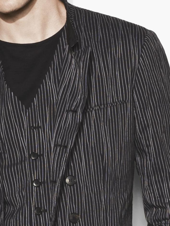 Texture Stripe Double-Breasted Jacket image number 3
