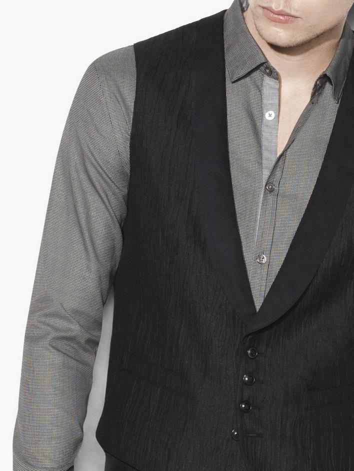 Crinkle Cotton Shawl Collar Vest image number 3