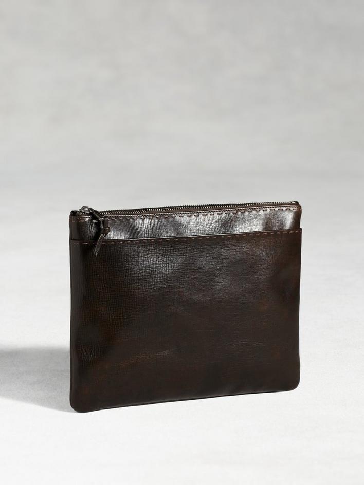 Leather Pick Stitch Pouch image number 1