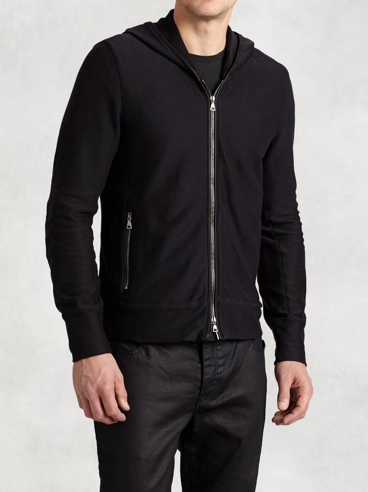 Zip Hoodie with Leather Elbow Patches image number 1