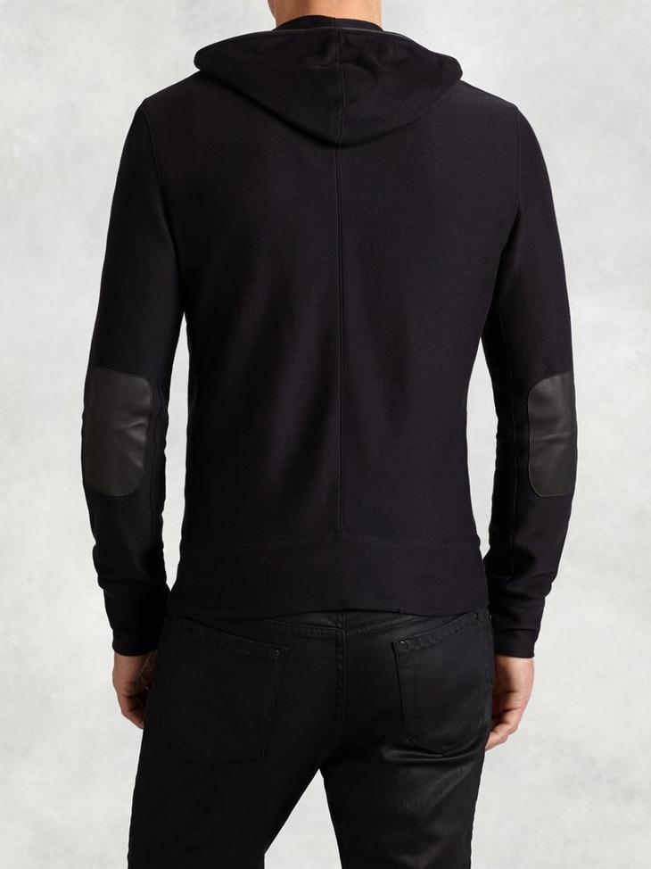 Zip Hoodie with Leather Elbow Patches image number 2