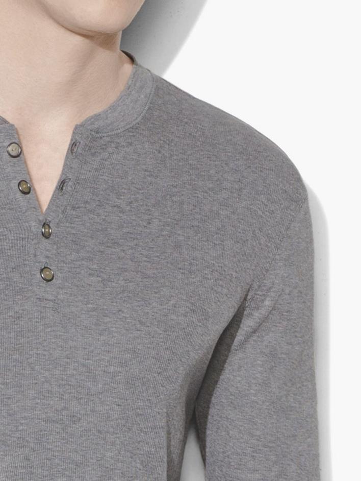 Pima Cotton Ribbed Henley image number 3