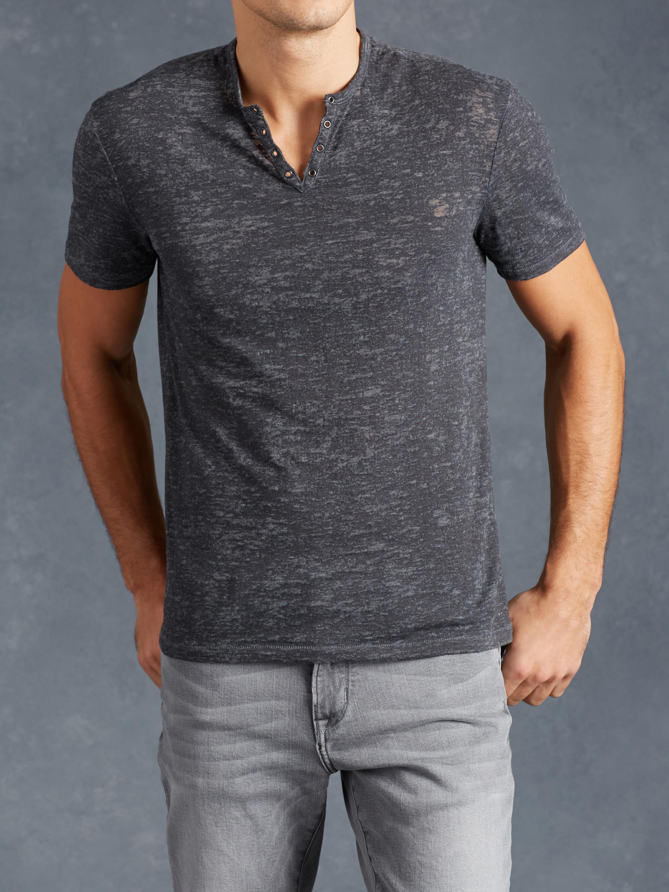 Short Sleeve Henley With Eyelet Detail image number 1