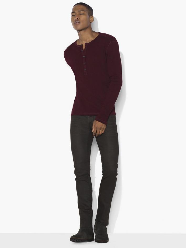 Variegated Rib Knit Henley image number 1