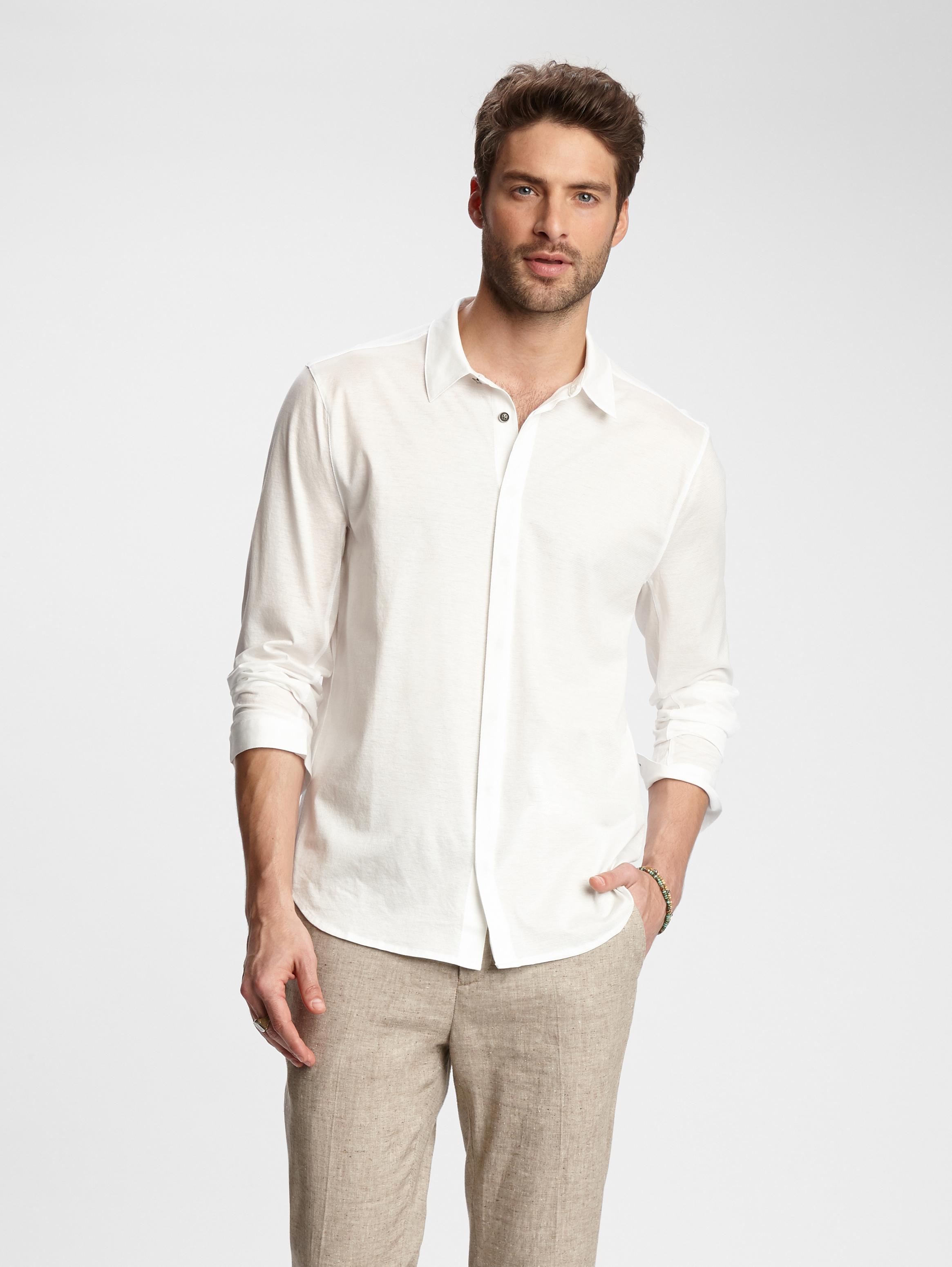 BUTTON-FRONT KNIT SHIRT image number 1