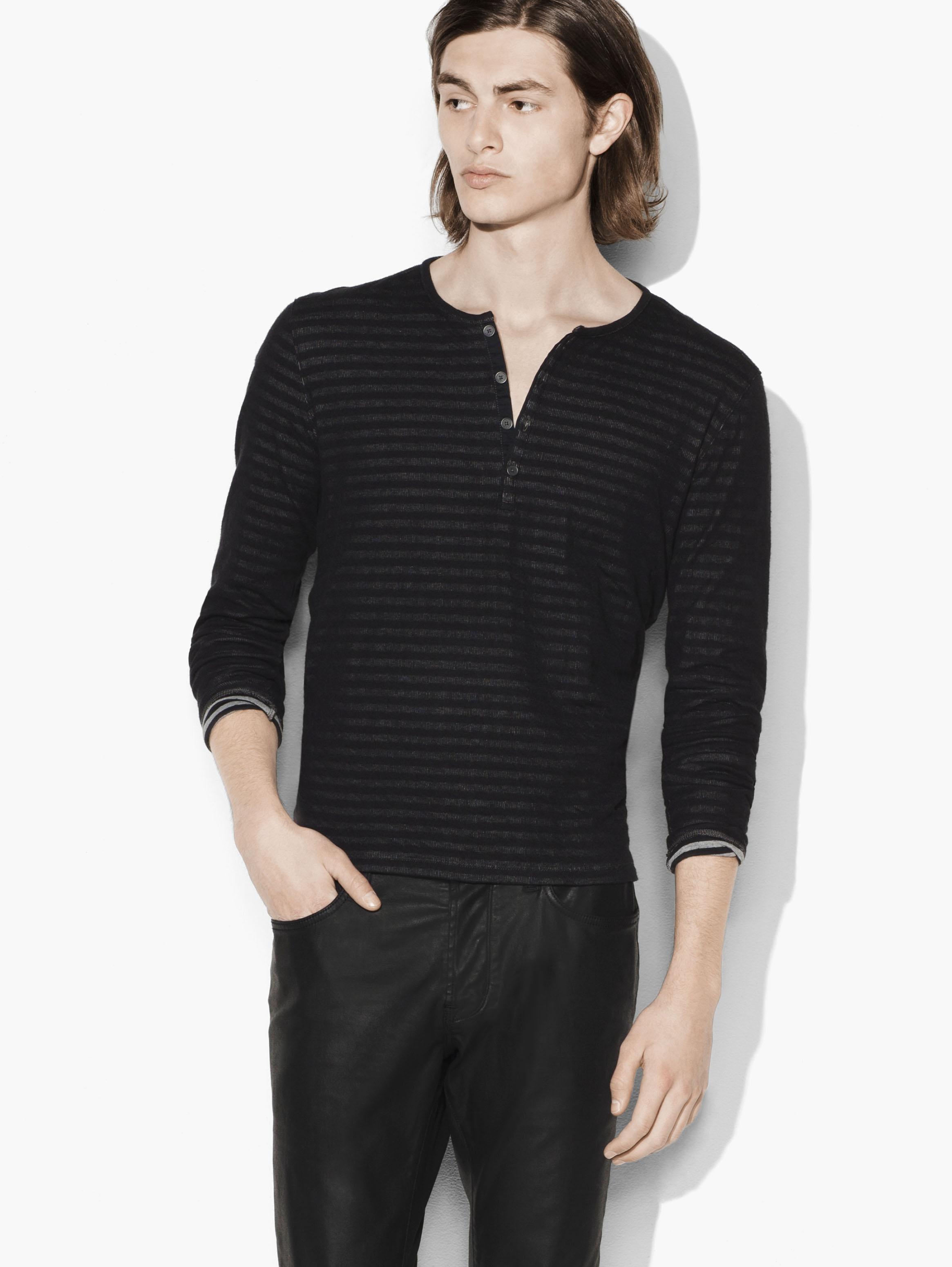 Double-Faced Striped Henley image number 1