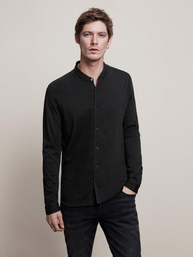 LONG SLEEVE STAND COLLAR SHIRT image number 1