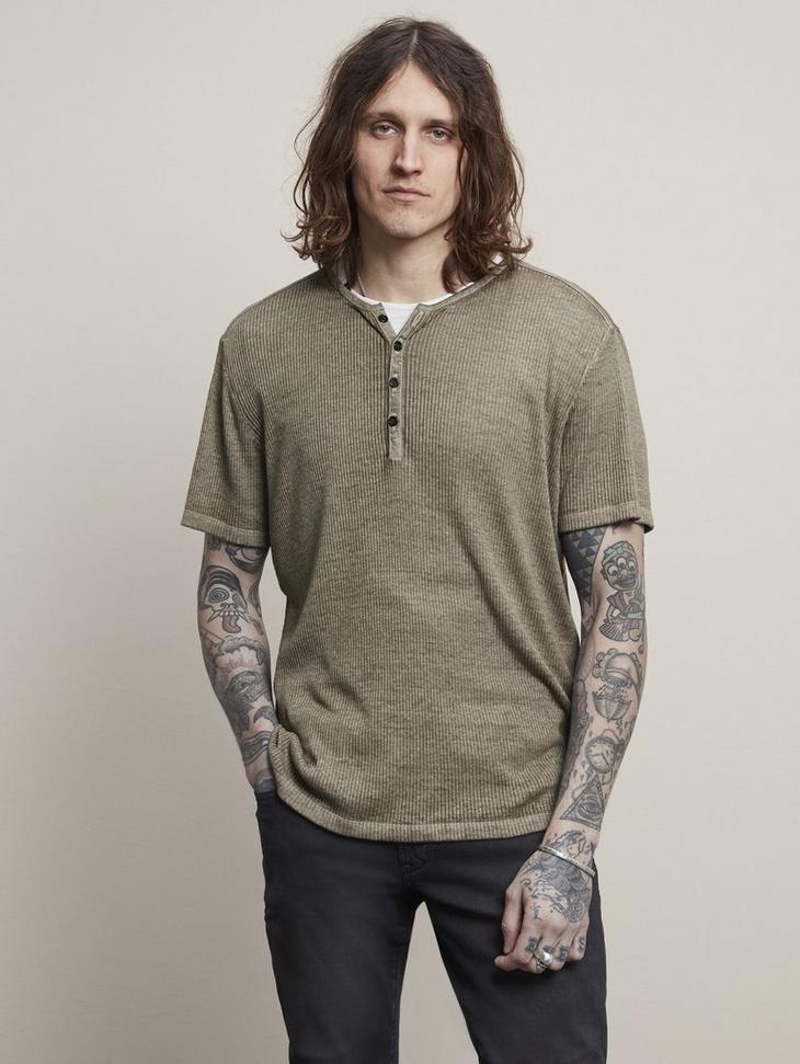 SLIM FIT SS HENLEY WITH BURN OUT image number 2