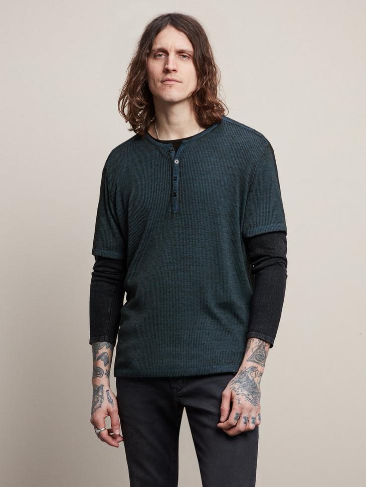SLIM FIT SS HENLEY WITH BURN OUT image number 1