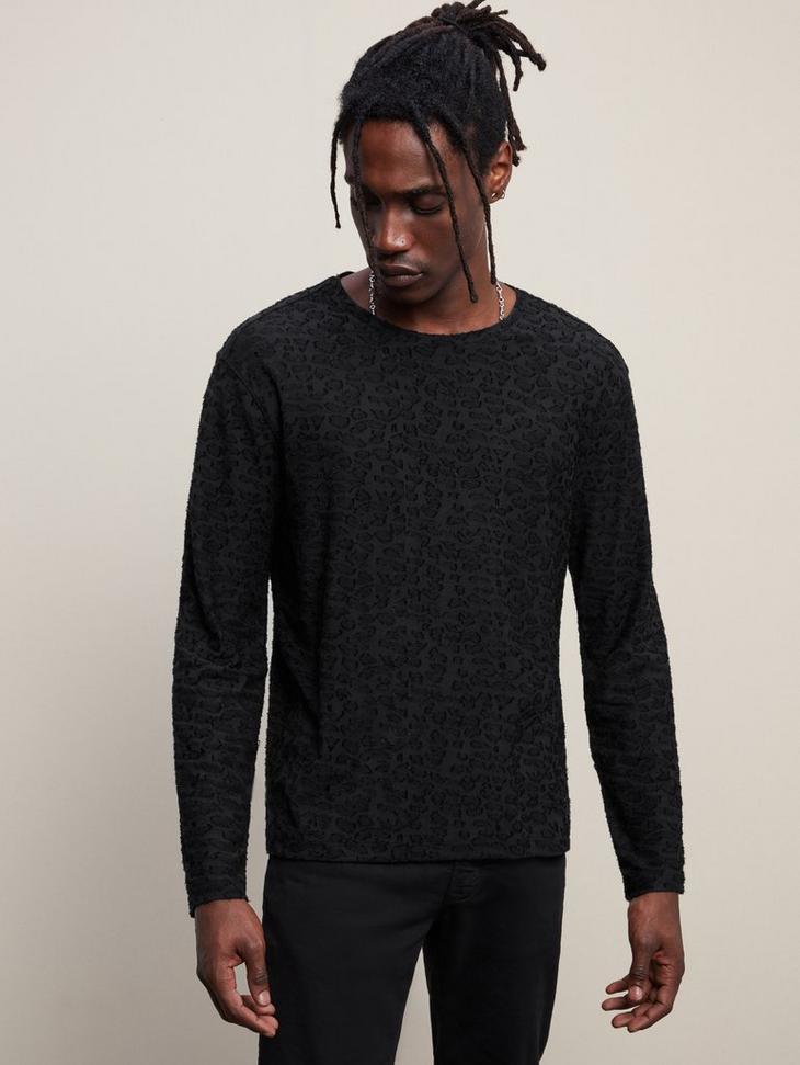 JACQUARD TEXTURED LONG SLEEVE CREW NECK image number 1