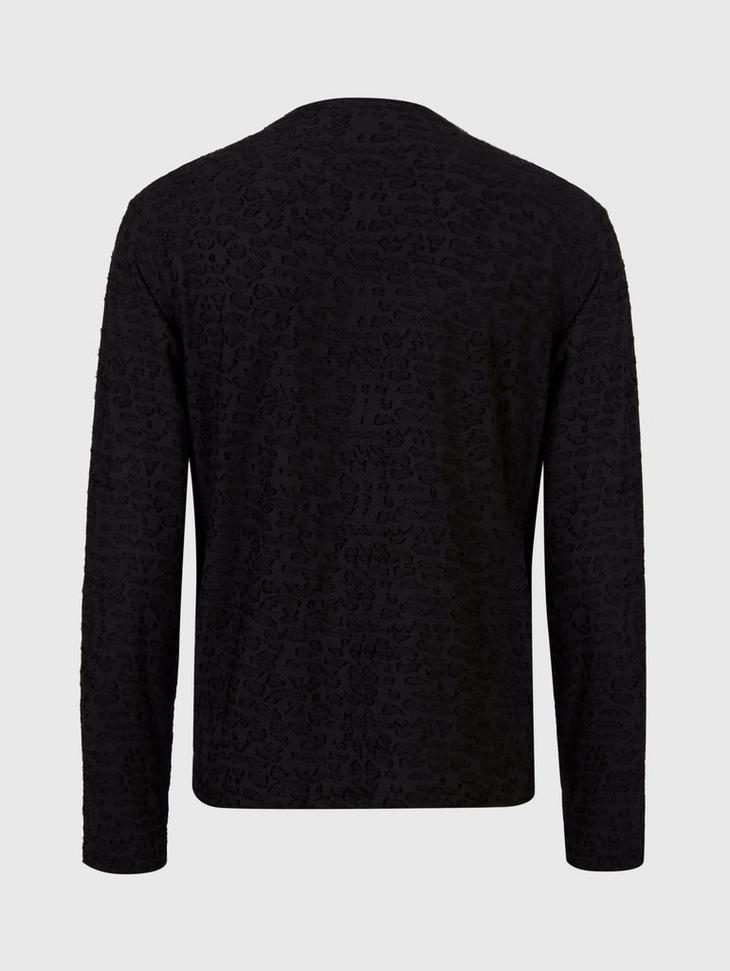 JACQUARD TEXTURED LONG SLEEVE CREW NECK image number 4