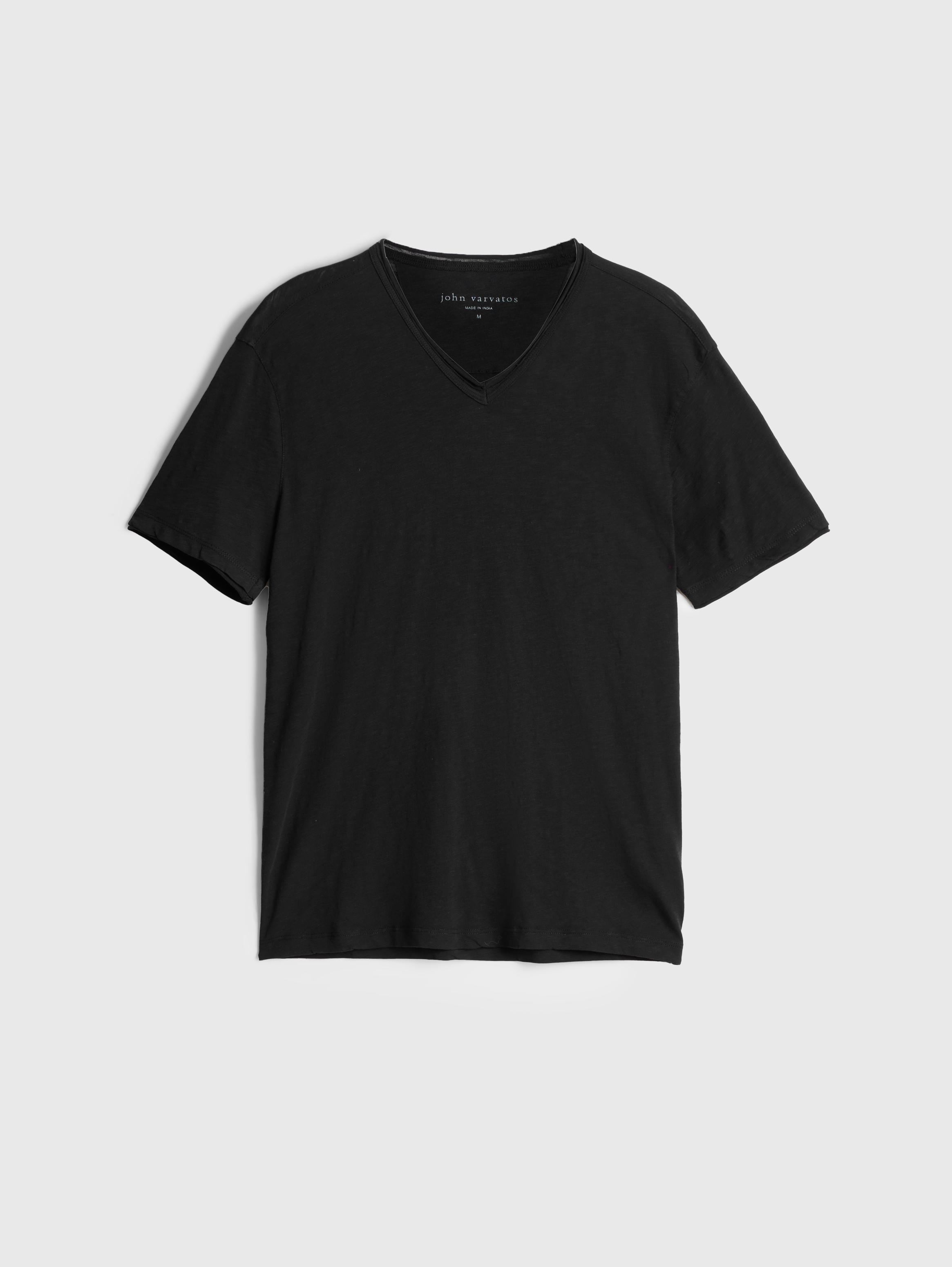 Volri® Men's Tagless V-Neck T-Shirt (Black, Small)