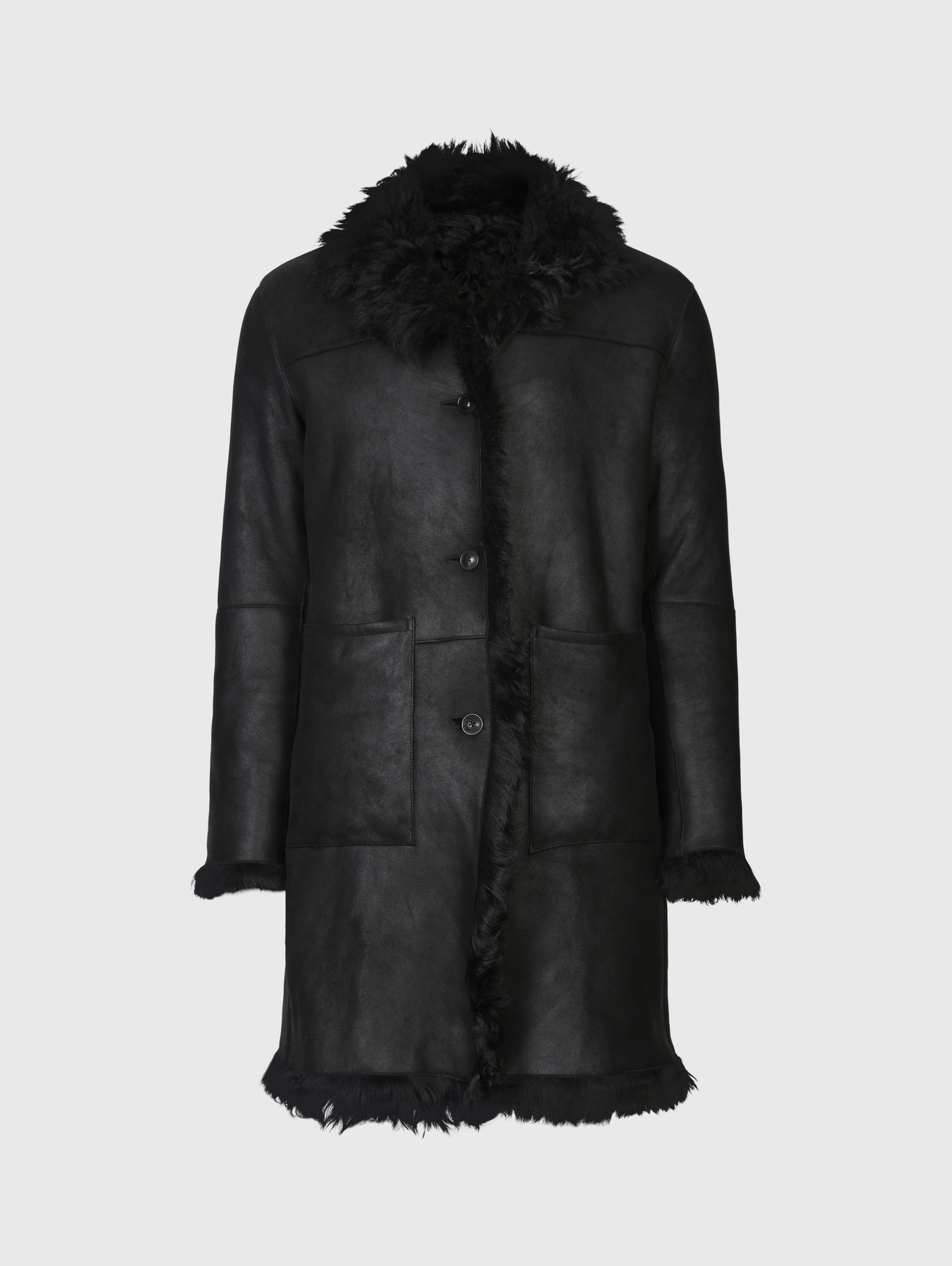 John varvatos shearling long on sale coat