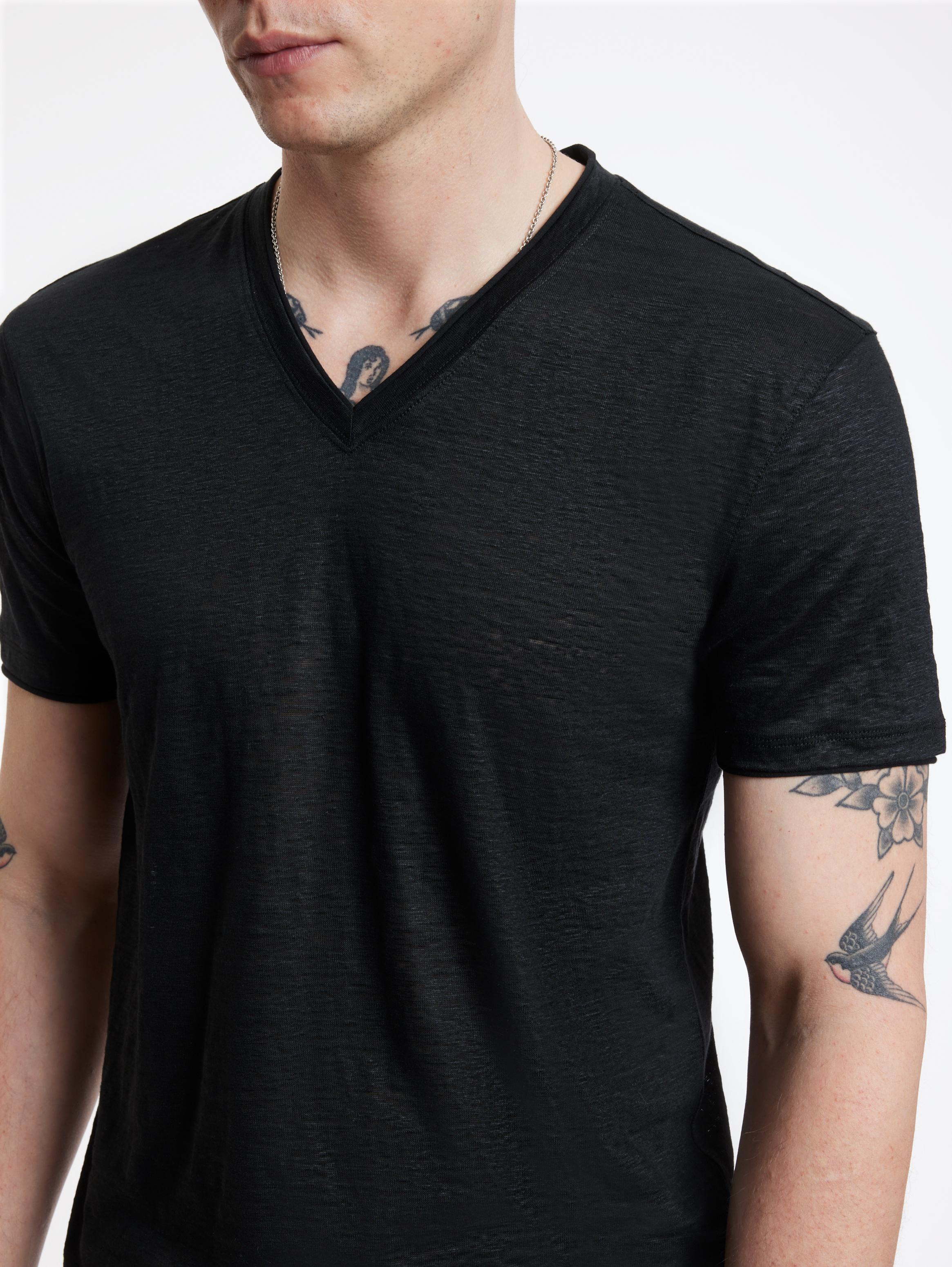 V-NECK T-SHIRT AND ROUNDED BOTTOM Man Inchiostro 2006025493603