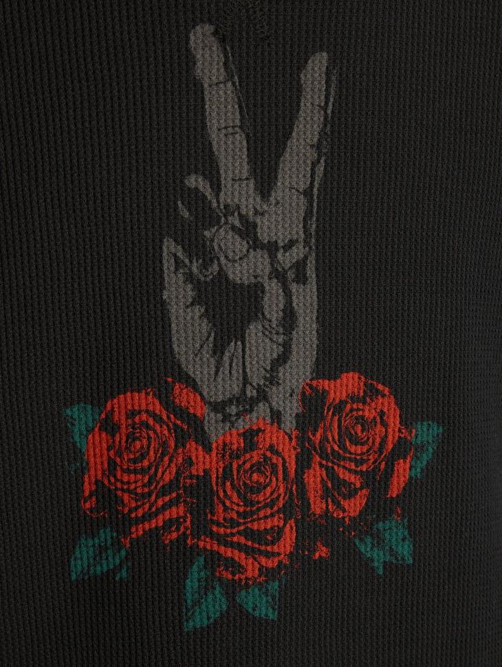 LS WAFFLE TEE - ROSE PEACE HAND image number 3
