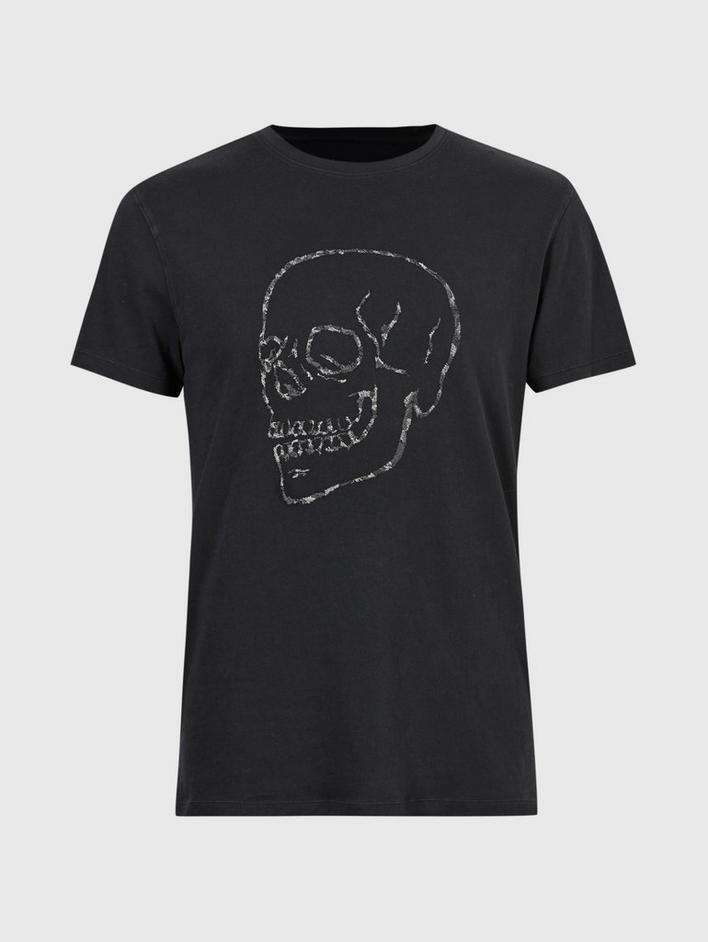 SKULL EMBROIDERED CREW NECK TEE image number 3