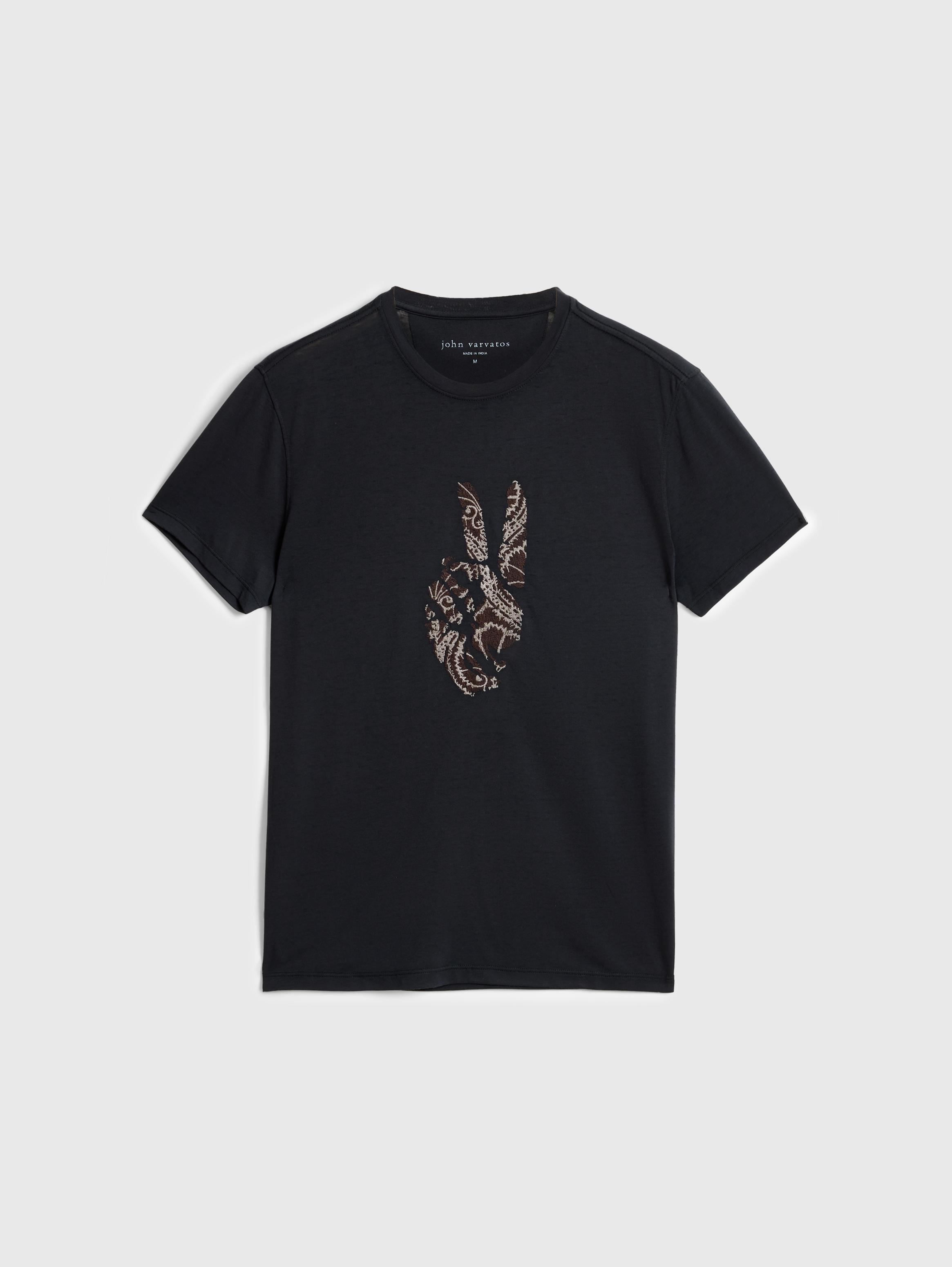 PEACE EMBROIDERY TEE