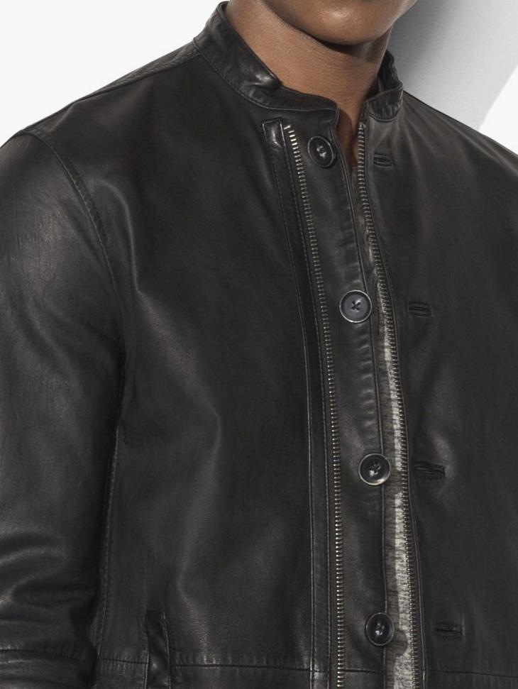Black Leather Racer Jacket image number 3