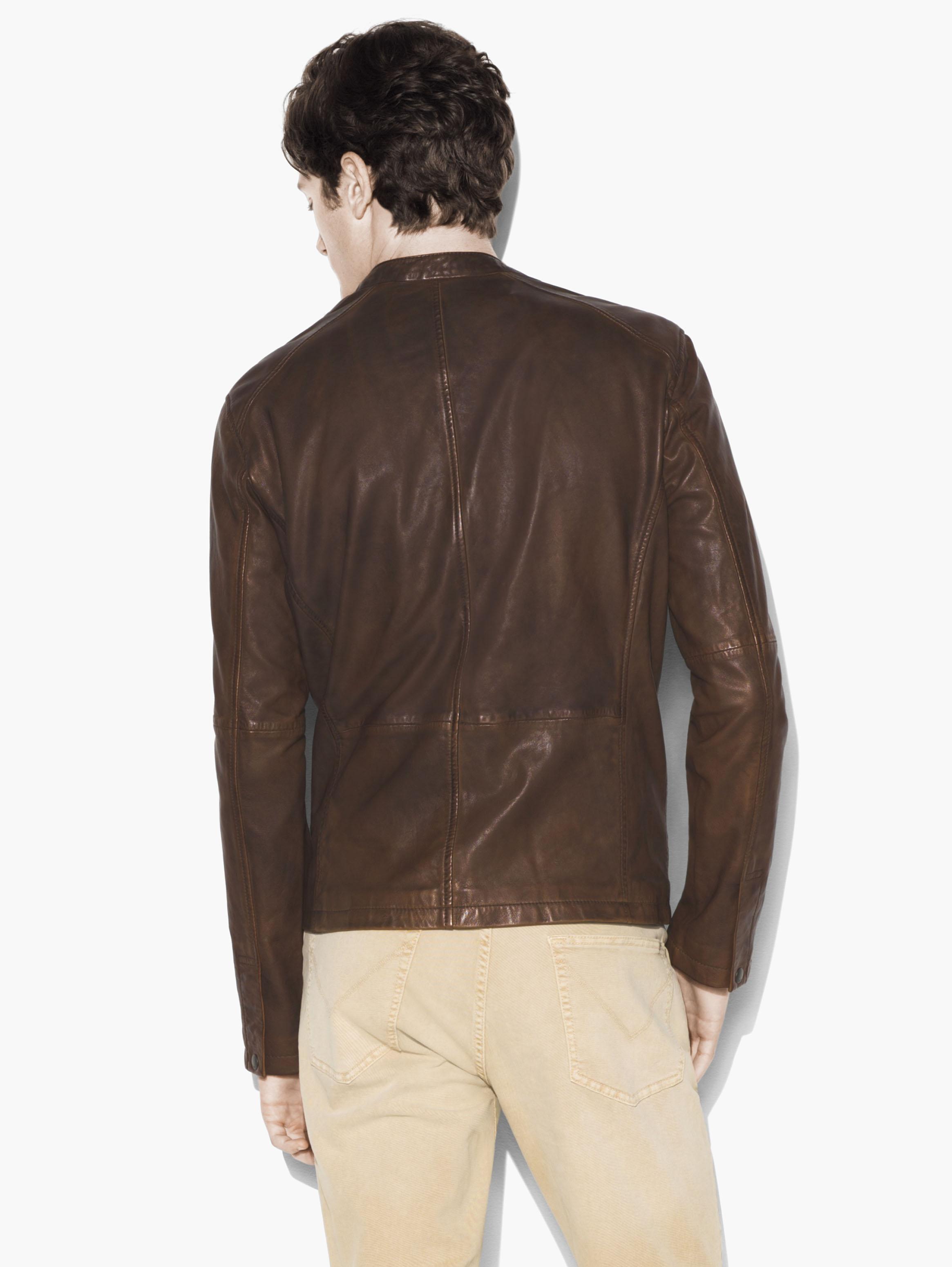 BAND COLLAR LEATHER JACKET image number 2