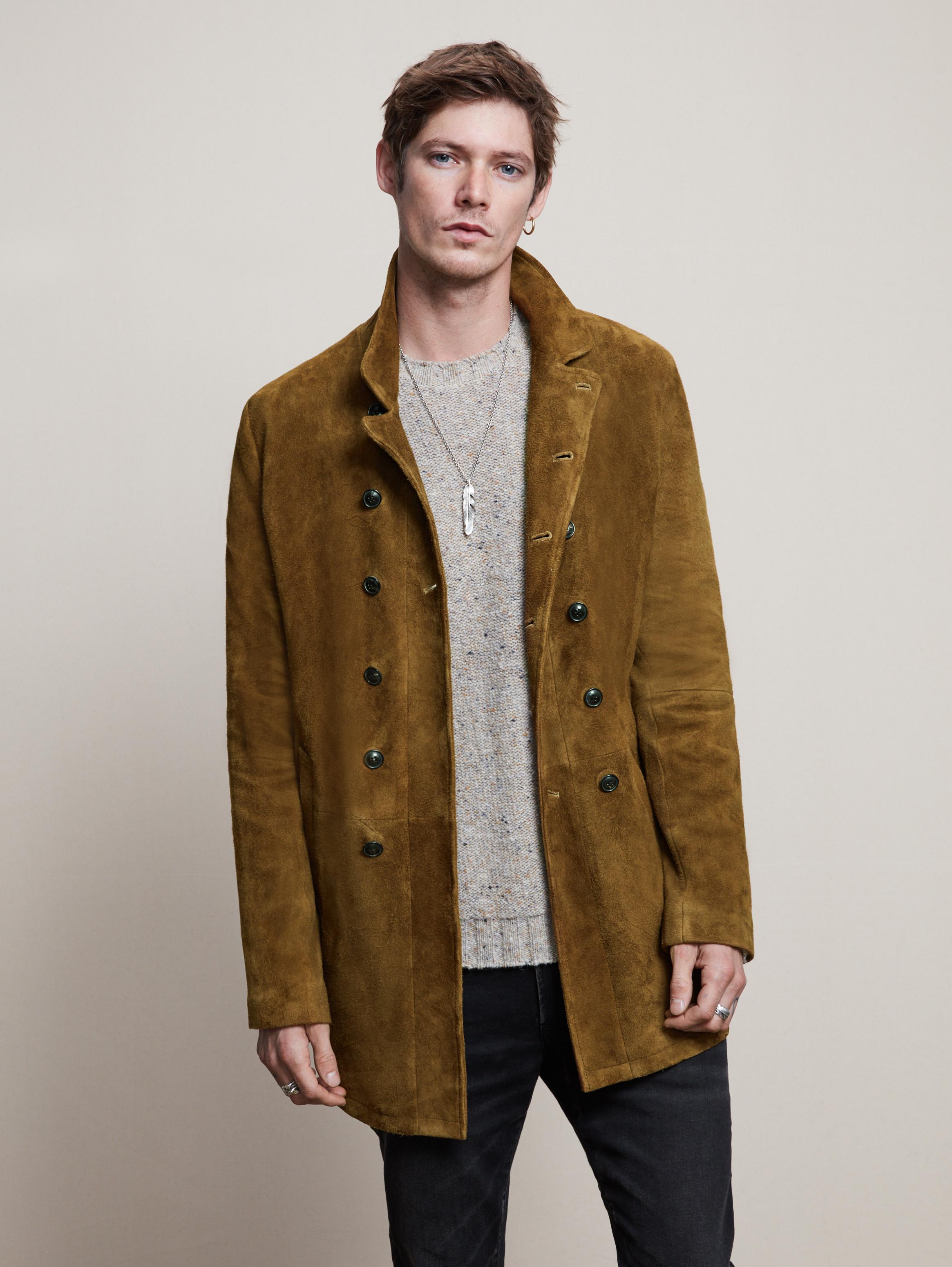 Hairy Suede Double Breasted Coat John Varvatos