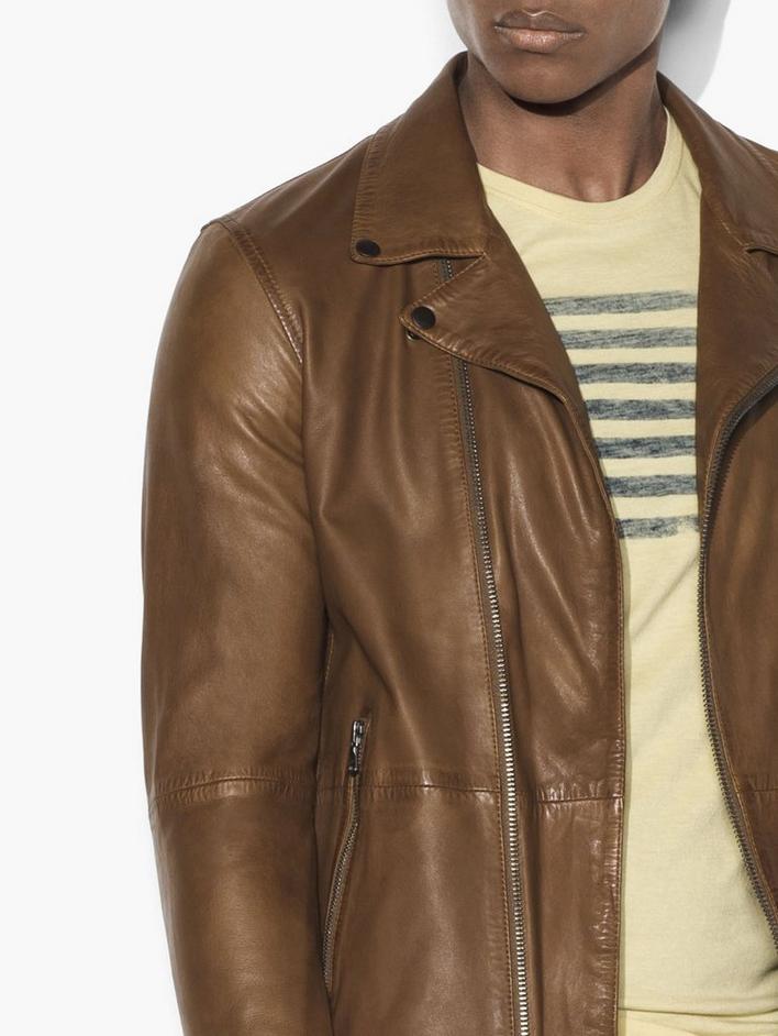 Asymmetric Leather Moto Jacket image number 3