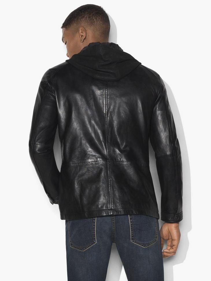 Hooded Leather Jacket image number 2