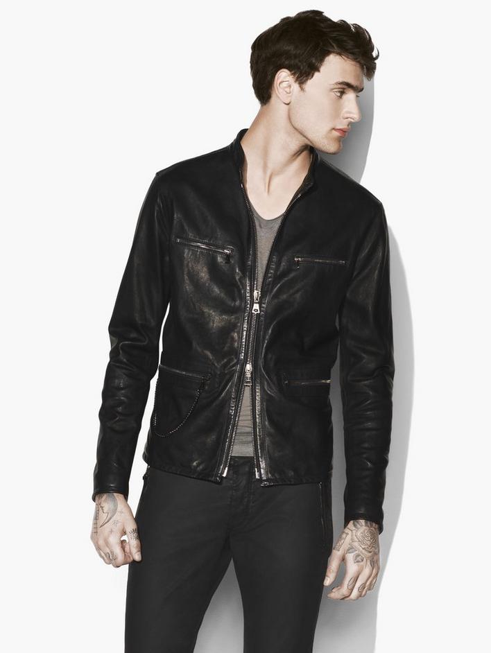 LEATHER JACKET WITH CHAIN DETAIL image number 1